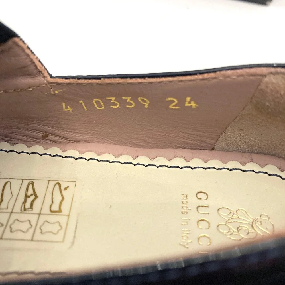 Gucci Navy Blue Patent Leather Mary Jane Shoes‎ Flats Toddler 6.5 EU 24 Box Bag